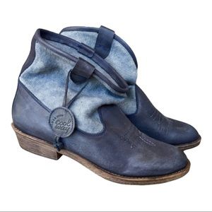 Coolway Noa Blue Leather & Textile Ankle boots